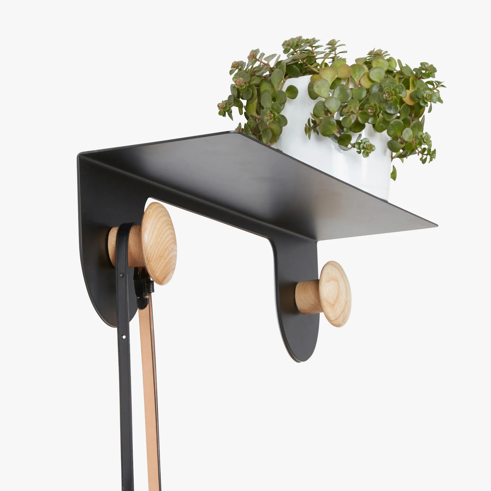 Wall Shelf with Double Dots Hooks (Black)