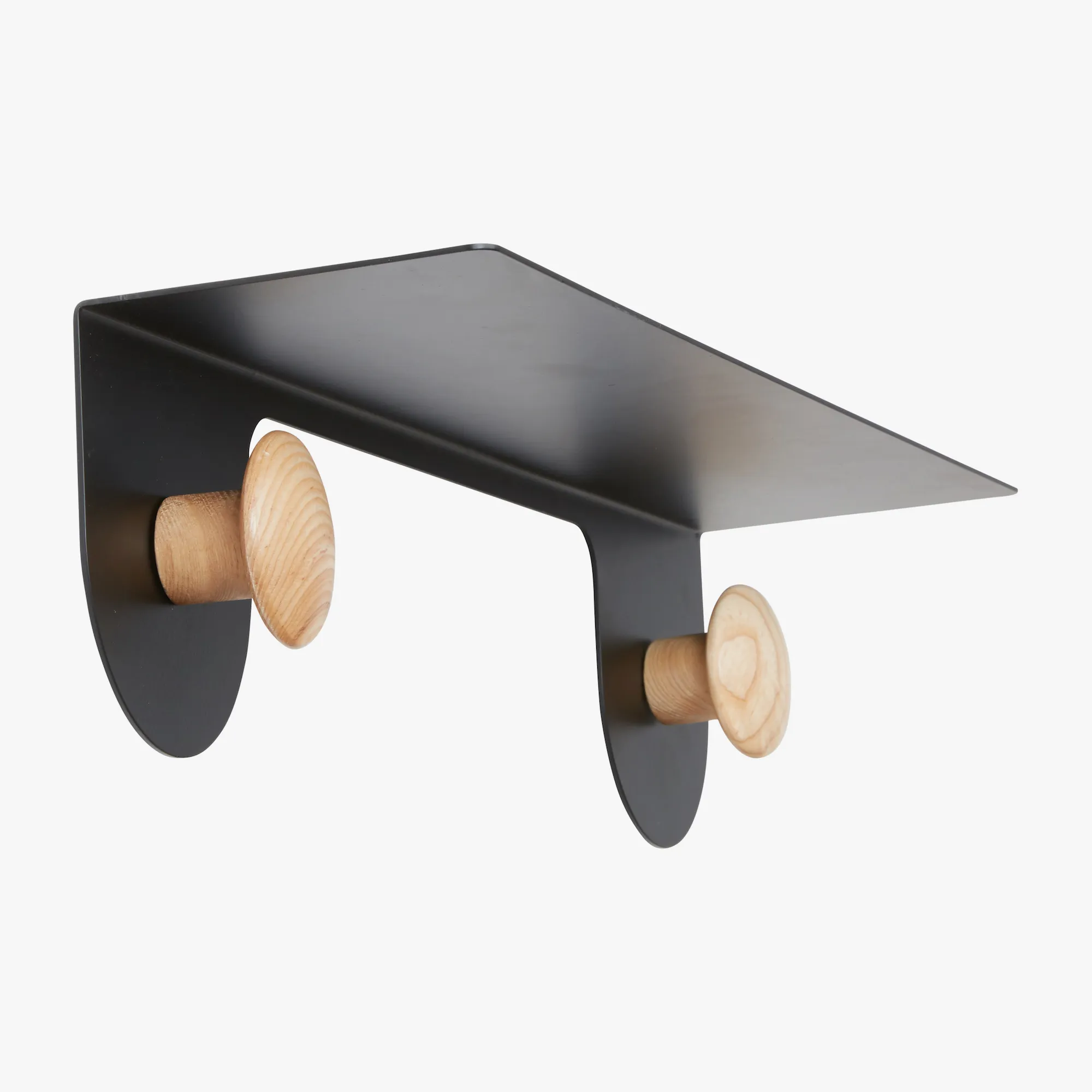 Wall Shelf with Double Dots Hooks (Black)