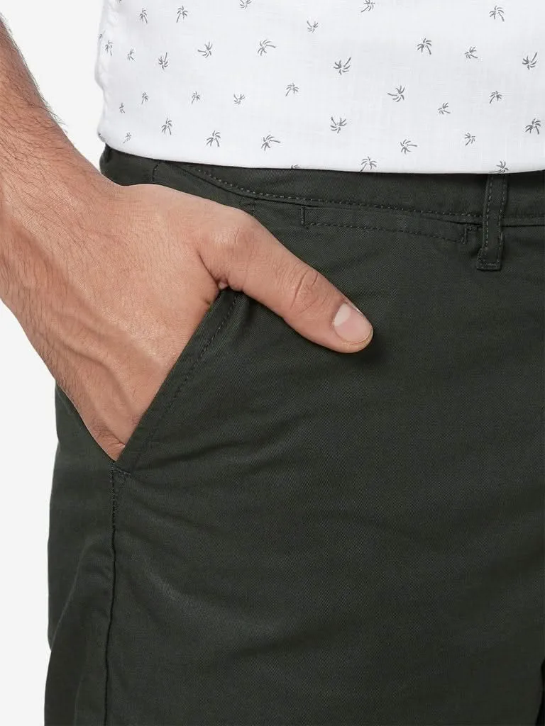 WES Casuals Olive Relaxed-Fit Shorts