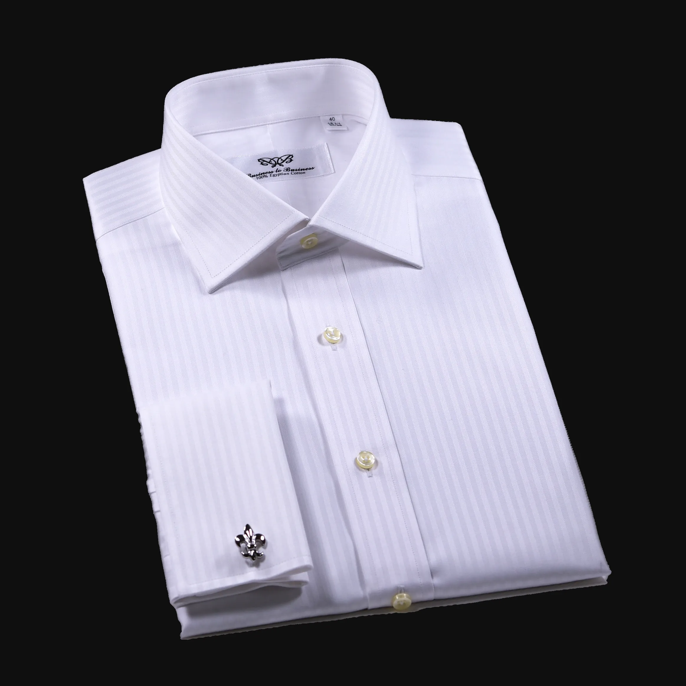 White Herringbone Twill Formal Business Dress Shirt Plain Smart Fashion