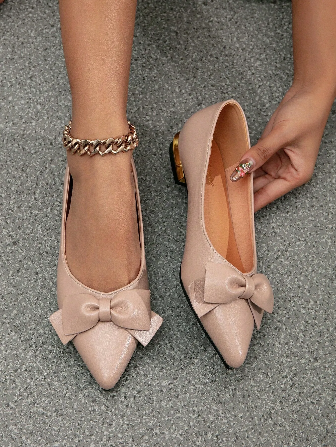 Women Bow Decor Flats, Elegant Point Toe Flats