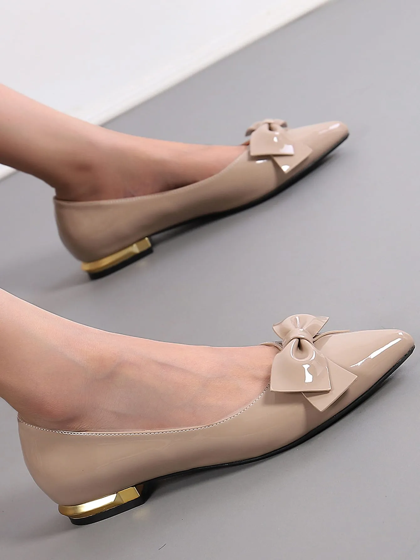 Women Bow Decor Flats, Elegant Point Toe Flats