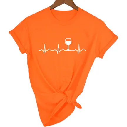 Women Stylish Wine Heartbeat T Shirts